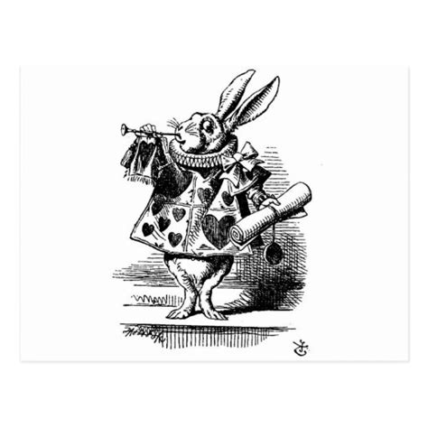 Alice In Wonderland White Rabbit With Trumpet Postcard Zazzle