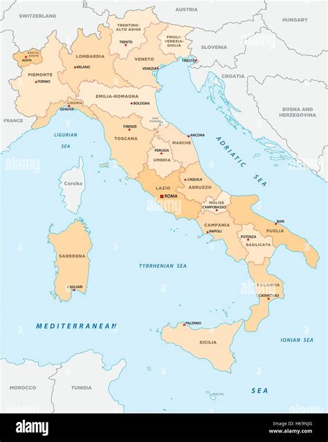 Italia Politica E Amministrativa Di Mappa Immagine E Vettoriale Alamy