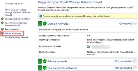 Windows Defender Firewall Configuration