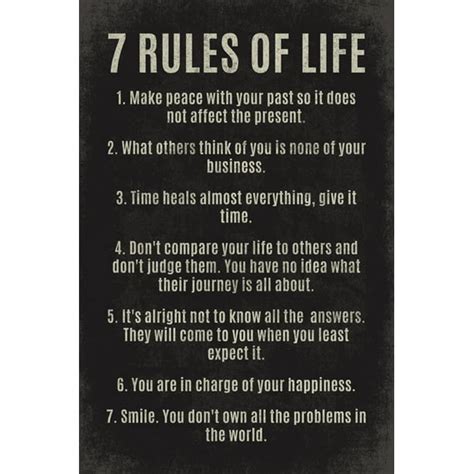 7 Rules Of Life Motivational Poster Print