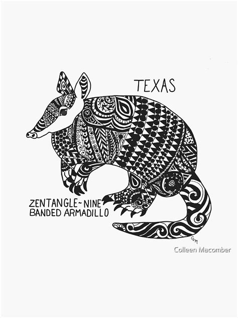 Texas Armadillo Zentangle State Symbols Sticker For Sale By
