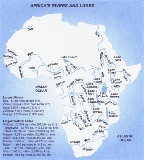 Africas Rivers And Lakes Africa Map World Geography Geography Map
