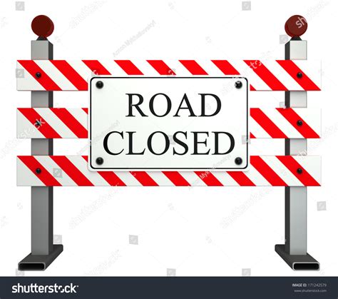 Road Closed Sign Isolated White Background Stock Illustration 171242579