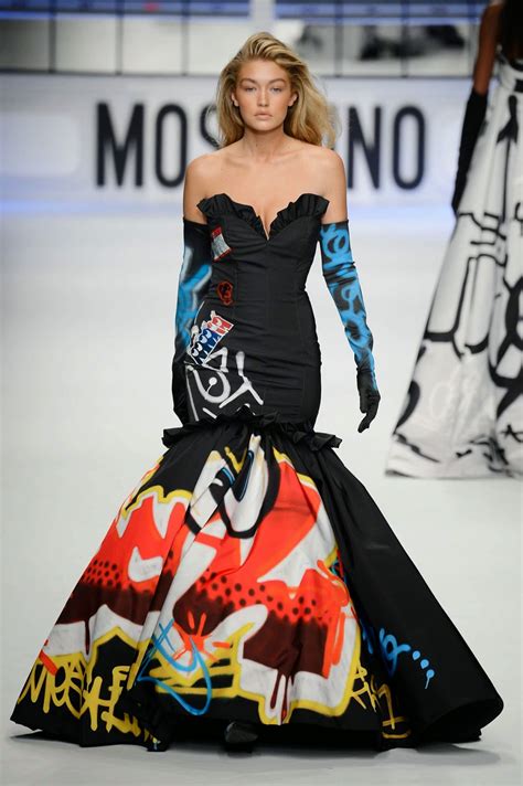 Gigi Hadid Models Vibrant Designs For The Moschino Fallwinter 2015