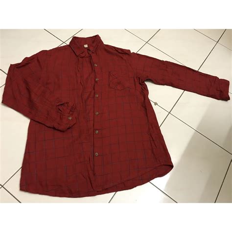 Red Checkered Shirt With Buttons Made In Korea Shopee Malaysia