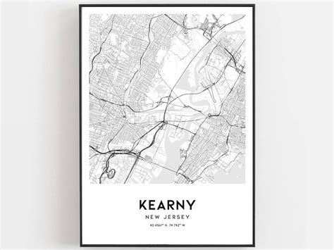 Kearny Map Print Kearny Map Poster Wall Art Nj City Map Etsy