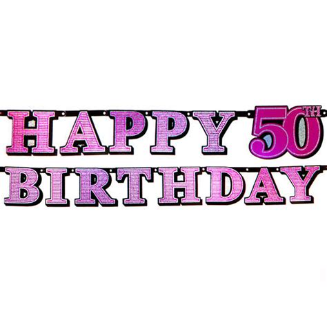 Buy Pink Holographic 50th Birthday Banner For Gbp 199 Card Factory Uk