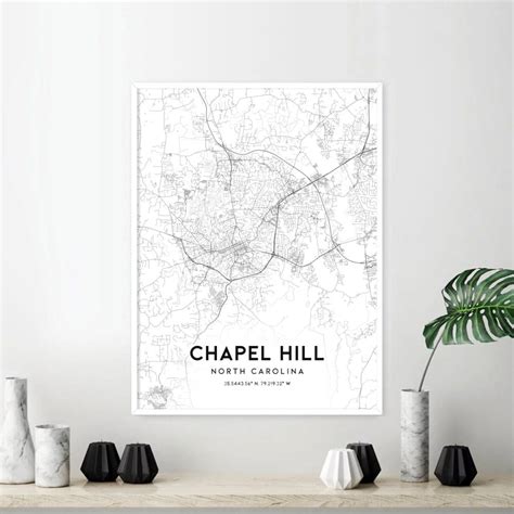 Chapel Hill Map Print Chapel Hill Map Poster Wall Art Nc Etsy