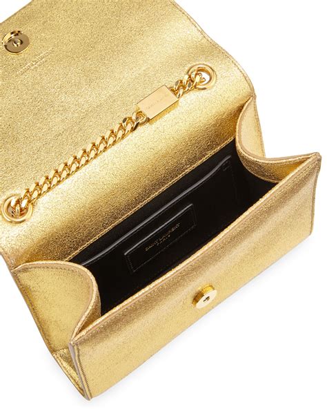 Saint Laurent Monogram Small Kate Metallic Tassel Crossbody Bag Gold