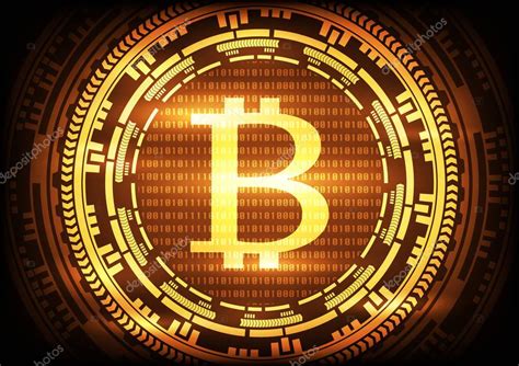 Bestes beispiel der letzten zeit. Abstract technology bitcoins logo on binary code and gear gold background . Vector illustration ...