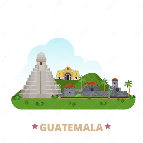 Van Het Het Ontwerpmalplaatje Van Het Land Van Guatemala Vlak Het