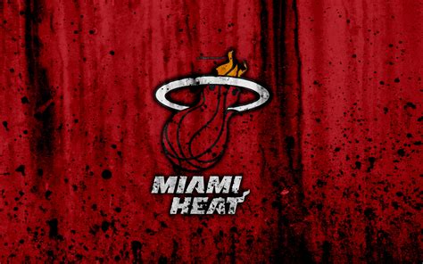 Download Wallpapers 4k Miami Heat Grunge Nba Basketball Club