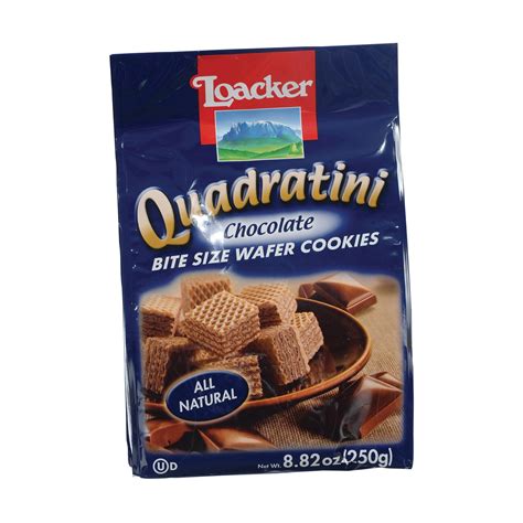 Loacker Quadratini Quadratini Chocolate Bite Size Wafer Cookies - Case