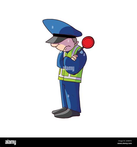 Colorida Ilustración Vectorial De Un Oficial De La Policía De Tráfico