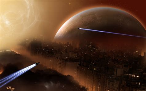 Aircraft Cityscapes Stars Futuristic Planets Spaceships Science Fiction