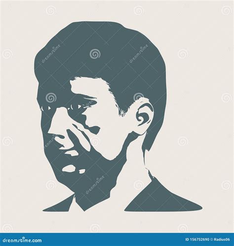 Man Avatar Front View Male Face Silhouette Stock Vector Illustration