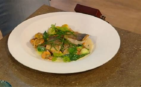 James Martin Sea Bass With Mussels And Saffron Cream Sauce Recipe On