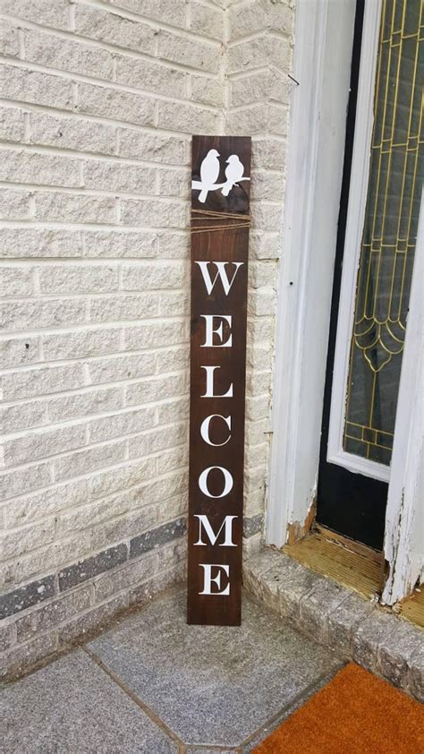 Rustic Wood Welcome Sign Vertical Wooden Welcome Sign Fda