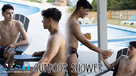 Nastytwinks Outdoor Shower Jay Angelo Takes Shower When Jordan Haze Joins Bareback Shower