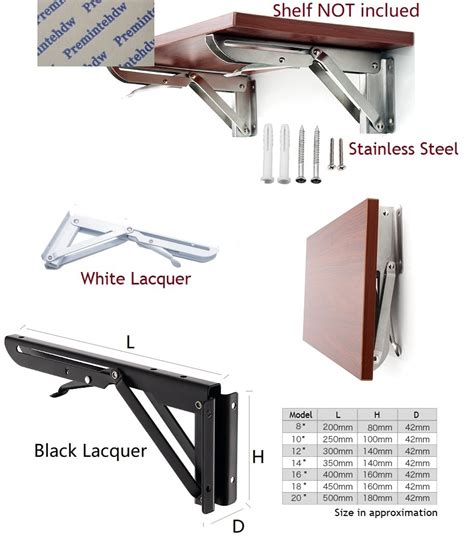 2Pcs Lot Stainless Steel White Black Foldable Folding Shelf Bracket Wall Mounted RV Shelf Support 