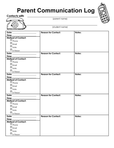 50 Editable Parent Contact Logs Doc Excel And Pdf Templatelab