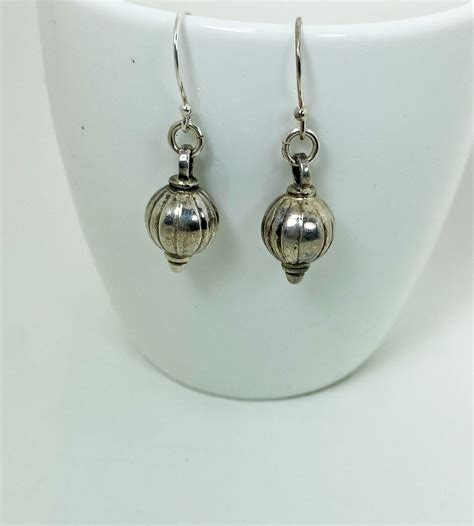Dangle Textured Ball Earrings Silver Earrings Sup Silver Sup Silver