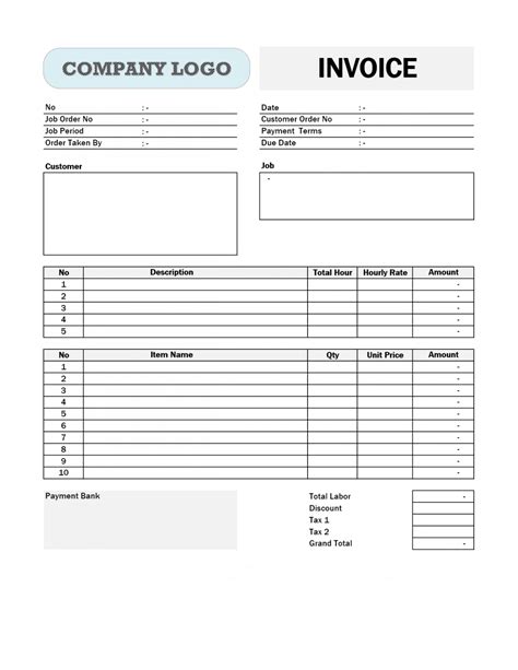 Invoice Template For Contractor Hours