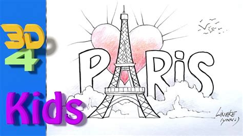 Easy Paris Drawing How To Draw The Eiffel Tower For Kids Youtube