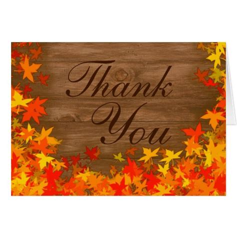 Wood Fall Autumn Leaves Thank You Cards Zazzle