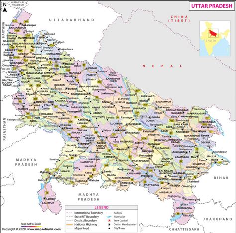 Uttar Pradesh Map Map Of Uttar Pradesh State Districts Information
