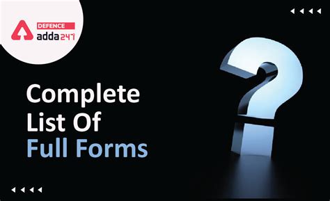 Full Forms Complete List Of Full Forms