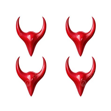 Set Of Three Realistic 3d Devil Horns Red Glossy Daemon Horns Halloween Costume Satan Png