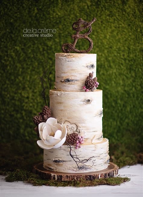 Birch Tree Wedding Cake De la Crème Creative Studio