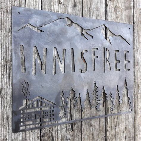 These powder coated metal signs make a great addition to any cabin or lodge and can be proudly displayed indoors or outdoors. Custom Rustic Metal Cabin Sign Pine Trees Cabin Resort ...