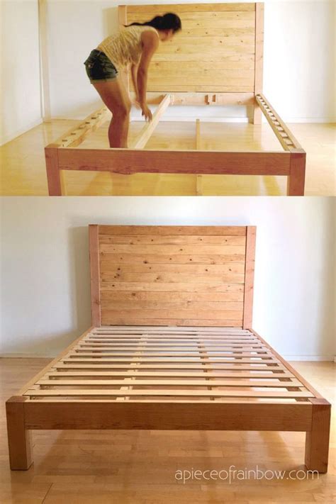 Wooden Bed Frame Diy Diy Bed Frame Plans Diy Bed Frame Easy Cama