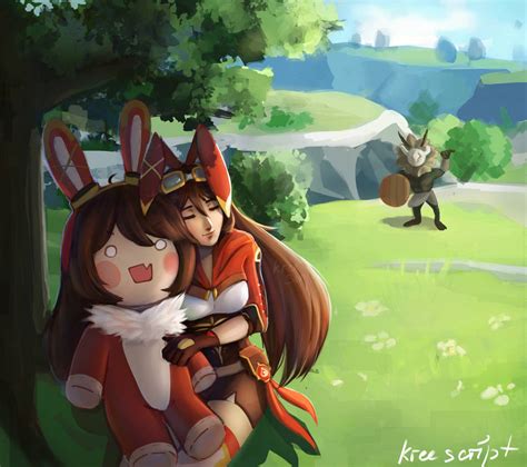 Amber With Baron Bunny Genshin Impact By Kreescript On Deviantart