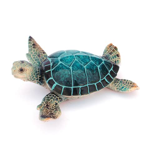 575 Blue Resin Sea Turtle Figurine Nautical Sea Decor California