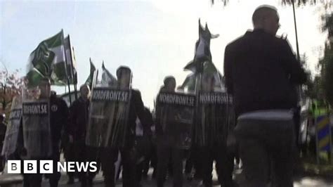 Swedish Neo Nazi Rally Presses Police Lines Bbc News