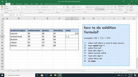 How To Do Addition Formula In Excel Youtube