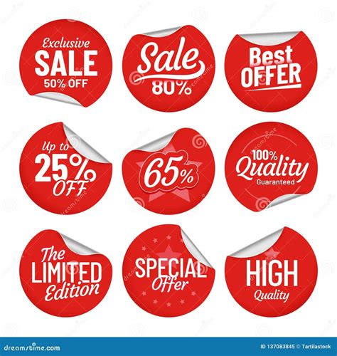 Sale Sticker Shopping Tag Label Red On Sale Stickers With Bent Edge