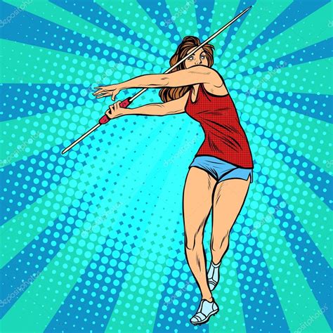 Girl Athlete Throwing Javelin Athletics Summer Games — Stock Vector