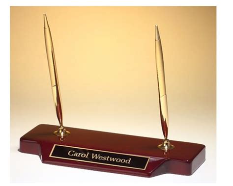Personalized Desk Pen Stand 2 Pens Wood With Piano Finish Custom