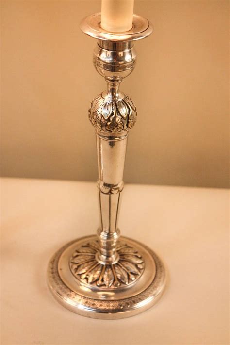Pair Of Silver Candlestick Lamps At 1stdibs