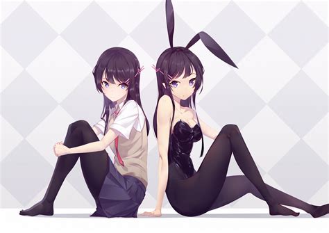 Long Hair Anime Girls Bunny Girl School Uniform