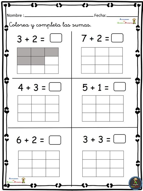 Ejercicios de Matemáticas conteo sumas restas Primero Primaria