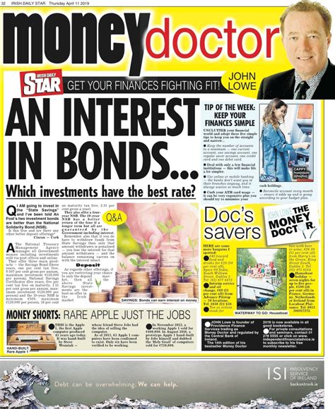 Irish Daily Star Money Doctor Column Thursday 11th April 2019 Money