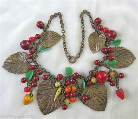 Vintage Miriam Haskell Glass Fruit Salad Necklace