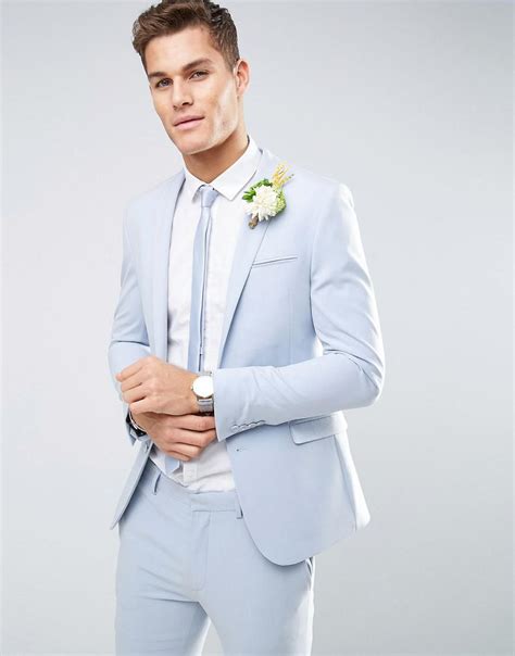 Browse discounted men's suit brands, styles & selection. Lyst - Asos Wedding Super Skinny Suit Jacket In Soft Blue ...