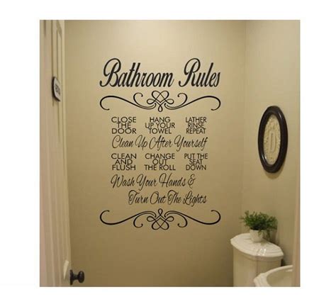 Bathroom Wall Quote Sign Vinyl Decal Sticker Bathroom Rules Etsy In