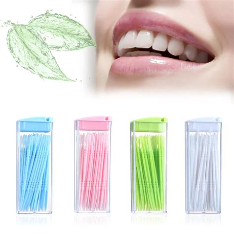Random Color 50pcspack Disposable Toothpick Tooth Clean Double Headed